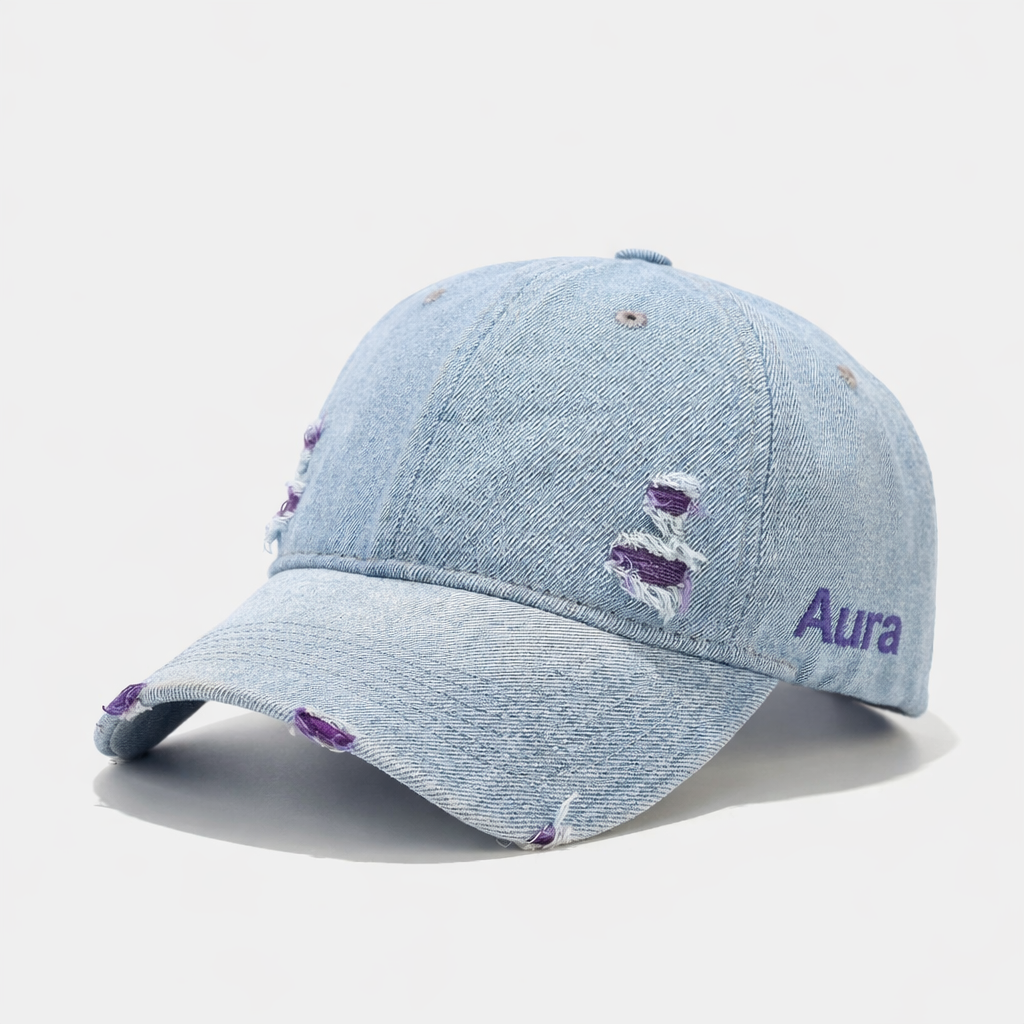 Aura - Vintage Washed Denim Unisex Street Snapback Cap