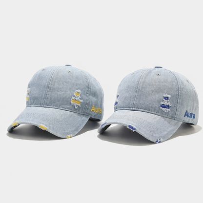 Aura - Vintage Washed Denim Unisex Street Snapback Cap