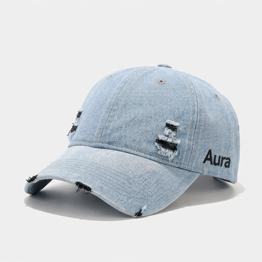 Aura - Vintage Washed Denim Unisex Street Snapback Cap