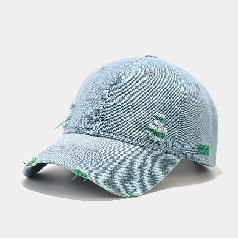 Vintage Washed Denim Cap – Unisex Street Style Snapback