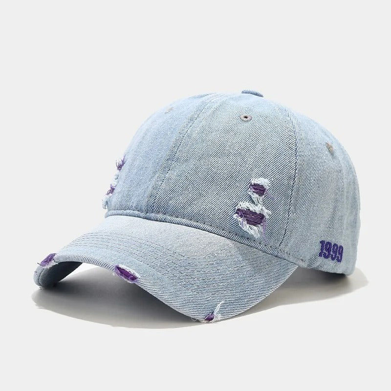 Vintage Washed Denim Cap – Unisex Street Style Snapback