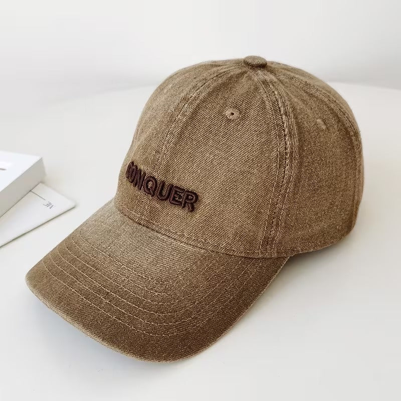 Korean Embroidered Denim Snapback – Vintage Street Baseball Cap