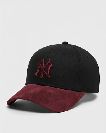 NY Suede Cap – Maroon & Black Premium Baseball Hat